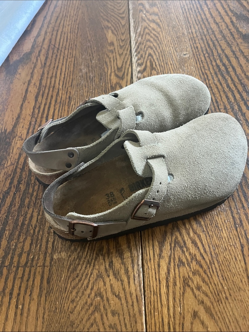 Birkenstock Tokio tan Suede Clogs - Picture 2 of 5